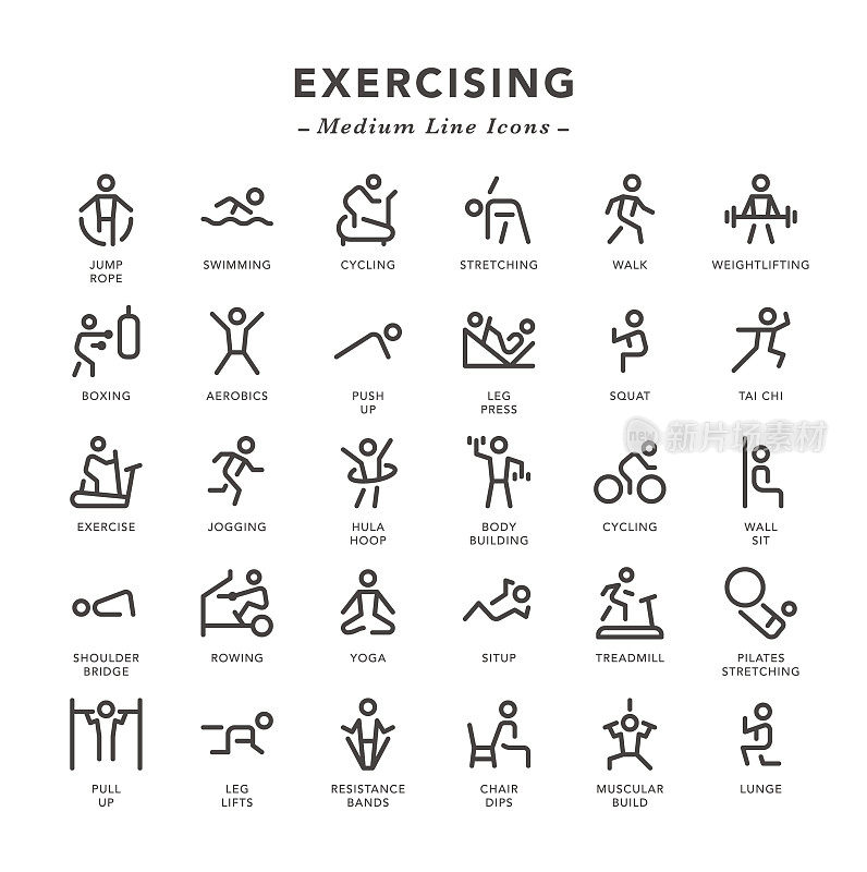 Exercising - Medium Line Icons